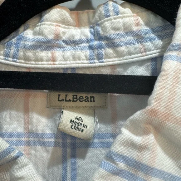 Ll Bean Multi Color Plaid Button Down Shirt Medium Long Sleeve 100% Cotton - Picture 2 of 7